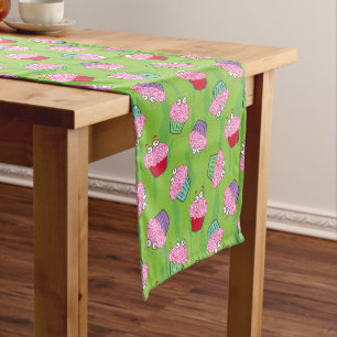 Funny Zombie Brains Cupcake Pattern Short Table Runner