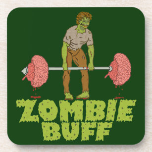 Funny Zombie Buff Weight Lifter Coaster