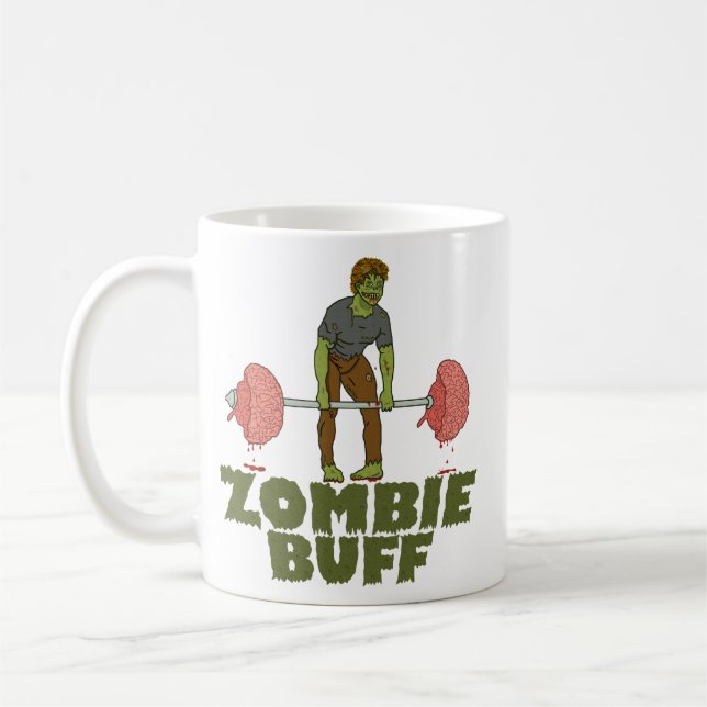 Funny Zombie Buff Weight Lifter Coffee Mug (Left)