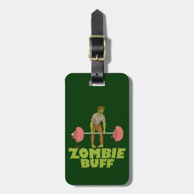 Funny Zombie Buff Weight Lifter Luggage Tag (Front Vertical)