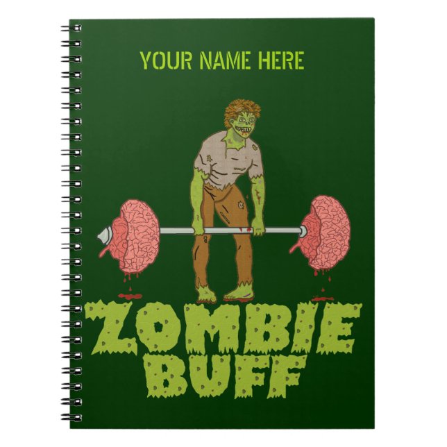 Funny Zombie Buff Weight Lifter Notebook (Front)