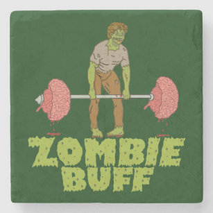 Funny Zombie Buff Weight Lifter Stone Coaster