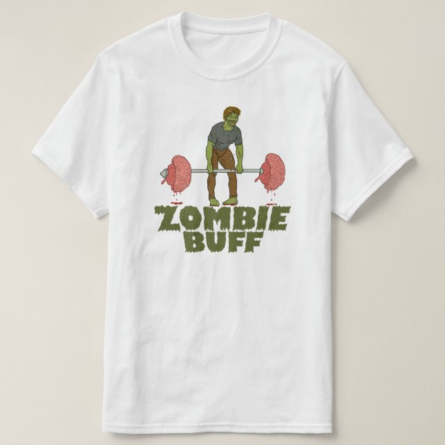 Funny Zombie Buff Weightlifter T-Shirt (Design Front)