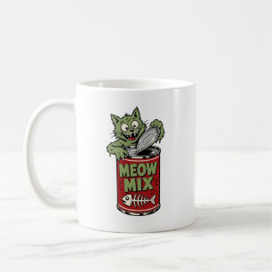 Funny Zombie Cat Opening Tin Can Coffee Mug
