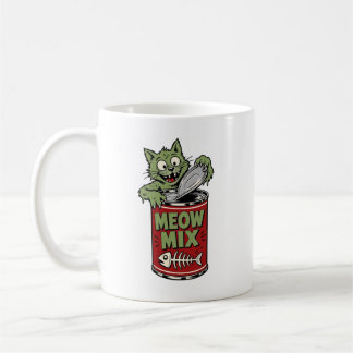 Funny Zombie Cat Opening Tin Can Coffee Mug