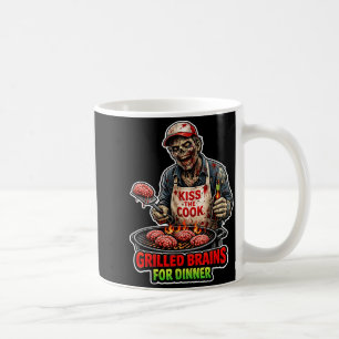 Funny Zombie Chef Grilling Brains Horror Bbq Coffee Mug