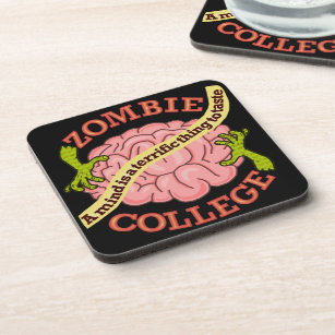Funny Zombie College Logo Coaster