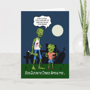 Funny Zombie Dad and Son for Father’s Day Card