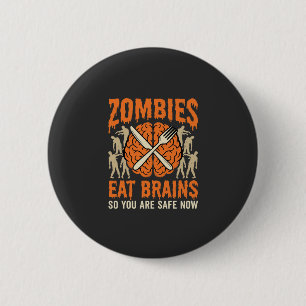 Funny Zombie Eat Brains Halloween Vector Design 6 Cm Round Badge