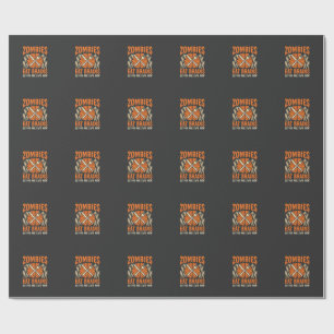 Funny Zombie Eat Brains Halloween Vector Design Wrapping Paper