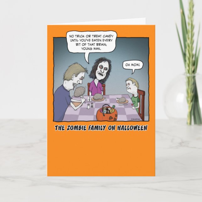 Funny Zombie Family Dinner Halloween Card (Front)