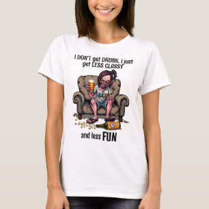 Funny Zombie Girl With Beer Quote White T-Shirt
