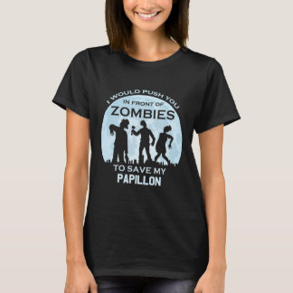 Funny Zombie Halloween Pet Papillon T-Shirt