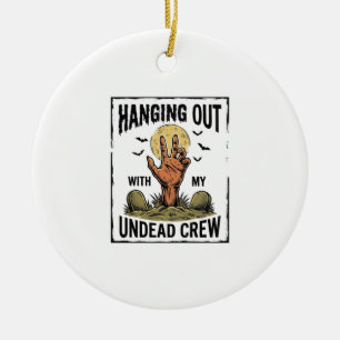 Funny Zombie Shirt for Horror Fans Vintage Undead  Ceramic Tree Decoration