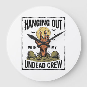 Funny Zombie Shirt for Horror Fans Vintage Undead Large Clock
