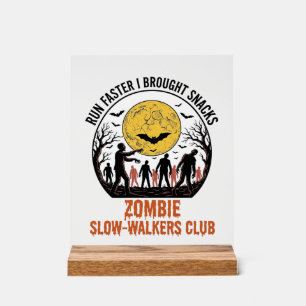 Funny Zombie Shirt with Engraved Moon and Dark Hum Acrylic Sign