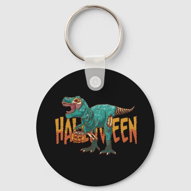 Funny Zombie T Rex - Halloween Costume Key Ring (Front)