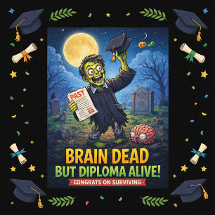 Funny Zombie‑Themed Graduation Design Holiday Card