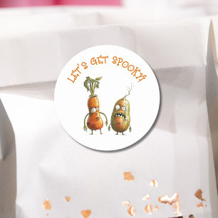 Funny zombie vegetables Halloween Classic Round Sticker