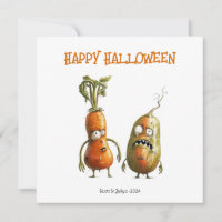Funny zombie vegetables Halloween greeting Card