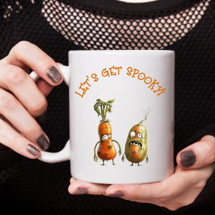 Funny zombie vegetables Halloween Two-Tone Coffee Mug