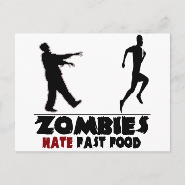 Funny Zombies Fast Food Postcard (Front)
