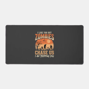 Funny Zombies Halloween Chase Us Design Desk Mat