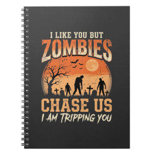 Funny Zombies Halloween Chase Us Design Notebook