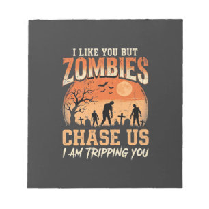 Funny Zombies Halloween Chase Us Design Notepad