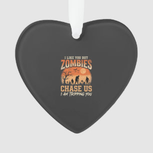 Funny Zombies Halloween Chase Us Design Ornament