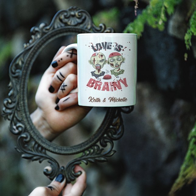 Funny Zombies Love Is Brainy Halloween Coffee Mug (Creator Uploaded)
