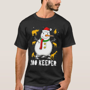 Funny Zoo Keeper Snowman Holiday Pyjamas Christmas T-Shirt