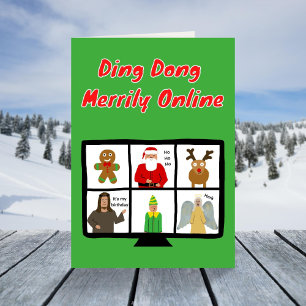 Funny zoom Christmas carol pun santa Jesus  Holiday Card