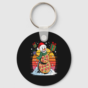 Funny Zza Snowman Christmas Holiday Food  Key Ring
