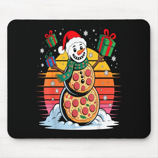 Funny Zza Snowman Christmas Holiday Food  Mouse Mat (Front)