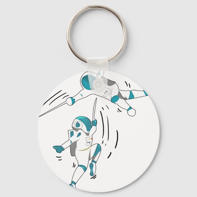 funnyfencinginspacegiftforafencertshirt_Black_1 Key Ring (Front)