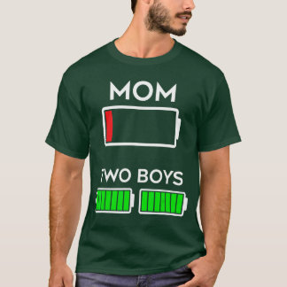 Funnyired Mom of two Boys Battery Low Design retro T-Shirt