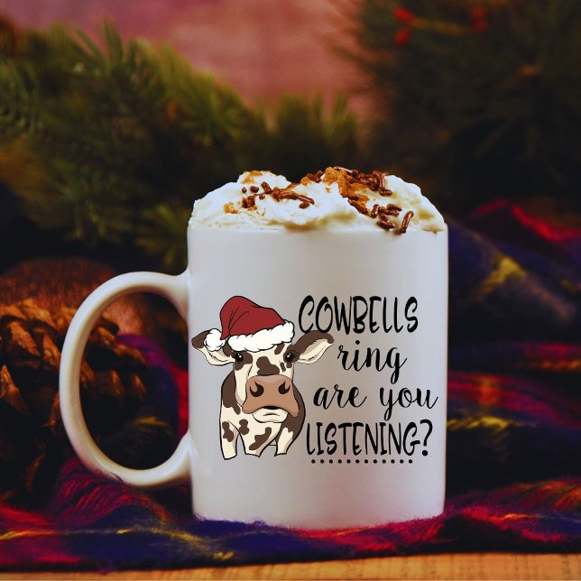 FunnyRetro Cow Bell Christmas Personalised Mug (Creator Uploaded)