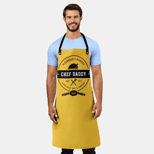 FunnyThanksgiving Chef Daddy Yellow & Black Apron (Worn)
