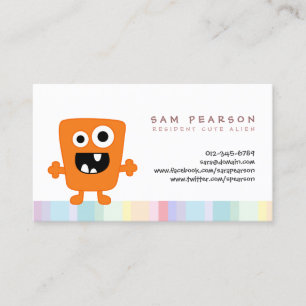 FunnyTitle Cute Orange Monster Alien Kids NameCard