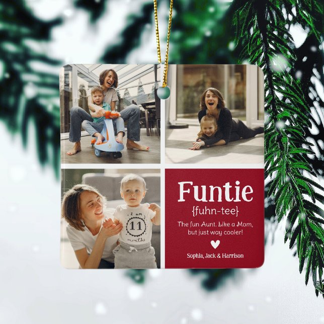 Funtie 3 Photo Collage Definition Cute Christmas C Ceramic Ornament (Creator Uploaded)
