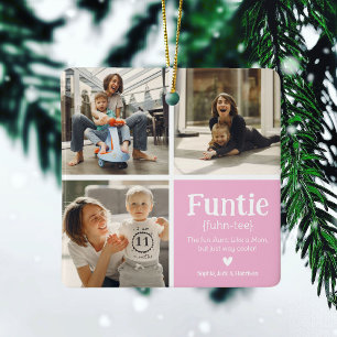 Funtie 3 Photo Collage Definition Cute Christmas  Ceramic Ornament