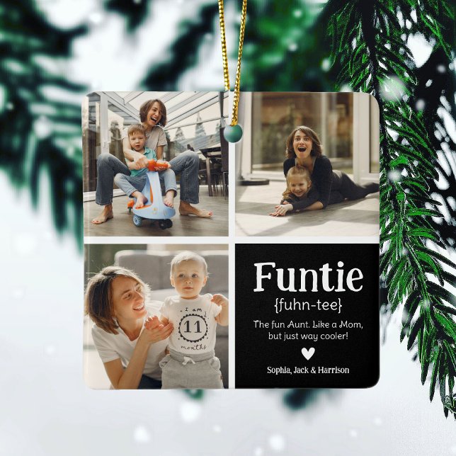 Funtie 3 Photo Collage Definition Cute Christmas  Ceramic Ornament (Creator Uploaded)
