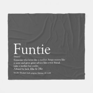Funtie Aunt Auntie Definition Fun Grey Fleece Blanket