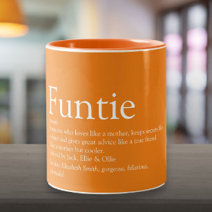 Funtie Aunt Auntie Definition Orange Personalised Two-Tone Coffee Mug