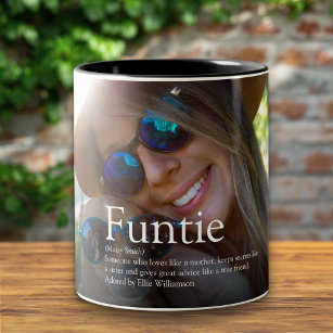 Funtie Aunt Auntie Definition Photo Two-Tone Coffee Mug