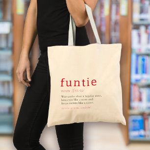 Funtie Definition Heart Auntie  Tote Bag