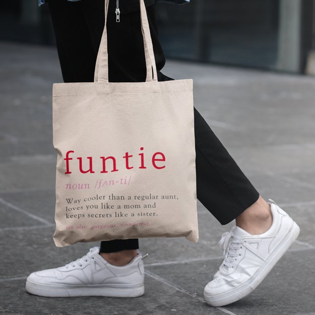 Funtie Definition Heart Photo Back Auntie  Tote Bag (Creator Uploaded)