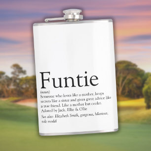 Funtie Definition Saying Funny Auntie Hip Flask