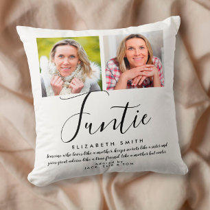 Funtie Fun Auntie Quote Elegant Script Photo Cushion